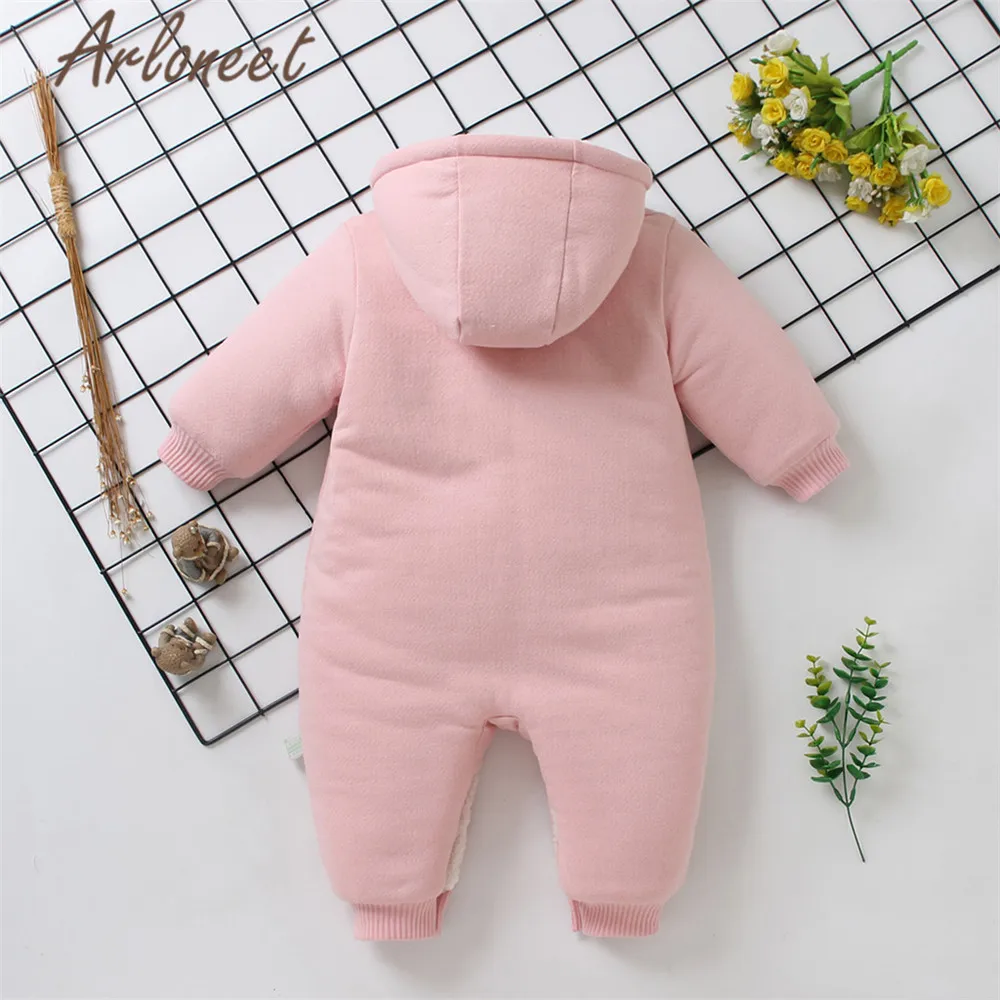 ARLONEET зимняя одежда для новорожденных девочек толстый комбинезон с мультяшным