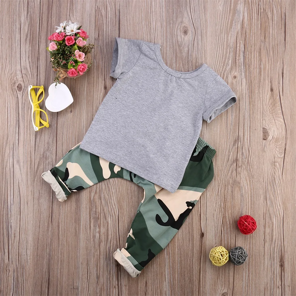 

Pudcoco 0-3Y Brand Summer Toddler Newborn Baby Boy Pocket T shirt Tops Camouflage Print Harem Pants Outfit Cool Toddler Clothes
