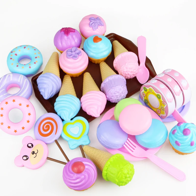 

Kawaii Children's Kitchen Toys Plastic Simulation Food Cake Ice Cream Dessert Pretend Play Early Education Toy For kids Gift