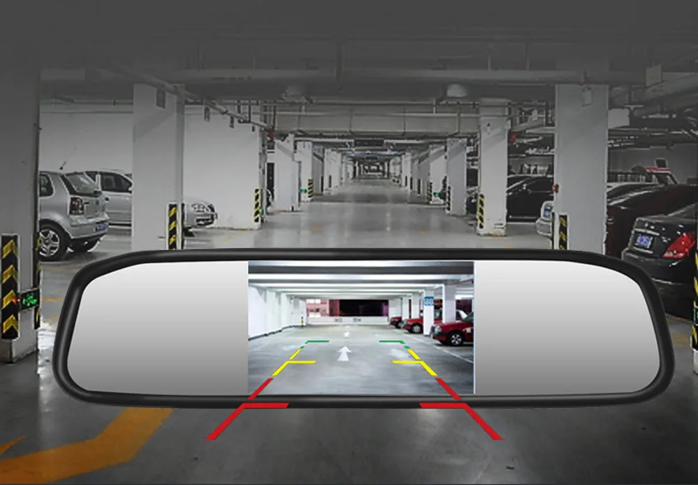 R Way Автомобильный HD монитор зеркала заднего вида 4 3 дюйма CCD видео автомобильная