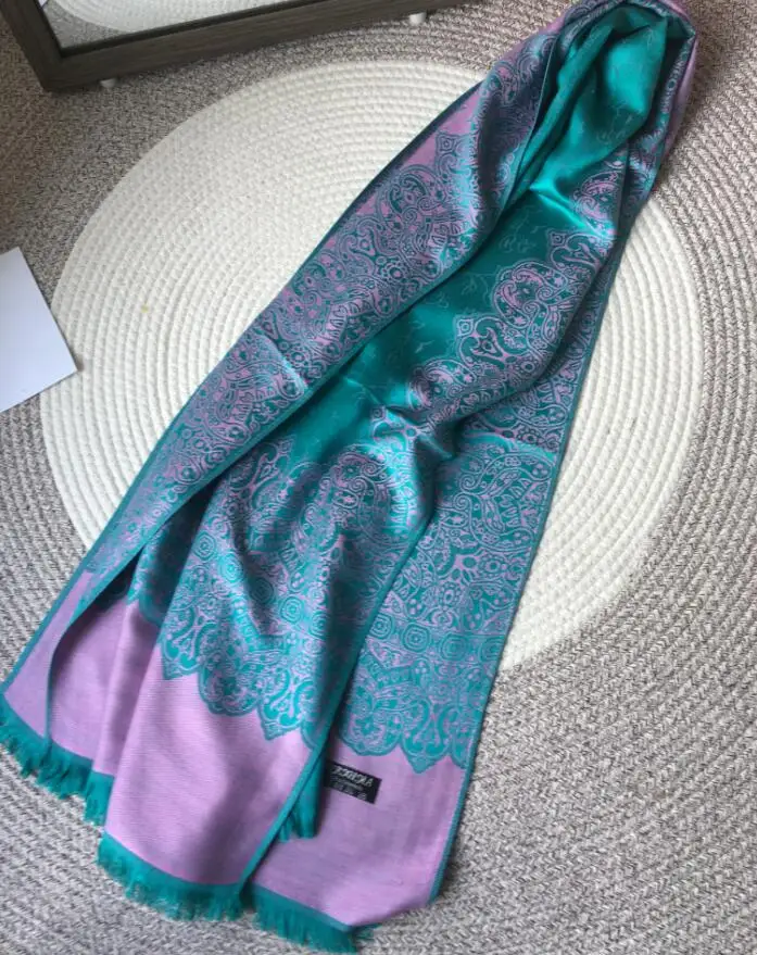 Elegant Women's Fuchsia Double Side Floral Pashmina Silk Warm Shawl Scarf | Аксессуары для одежды