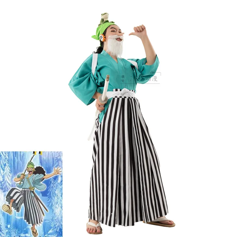 Аниме One Piece Wano кантри Usopp костюм для косплея униот кимоно Кендо брюки костюмы на