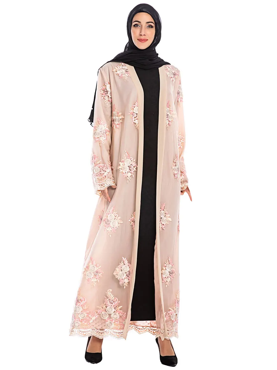 Abaya tтурецкая Марокканская лампа модная простая Caftan уличная с розовым принтом