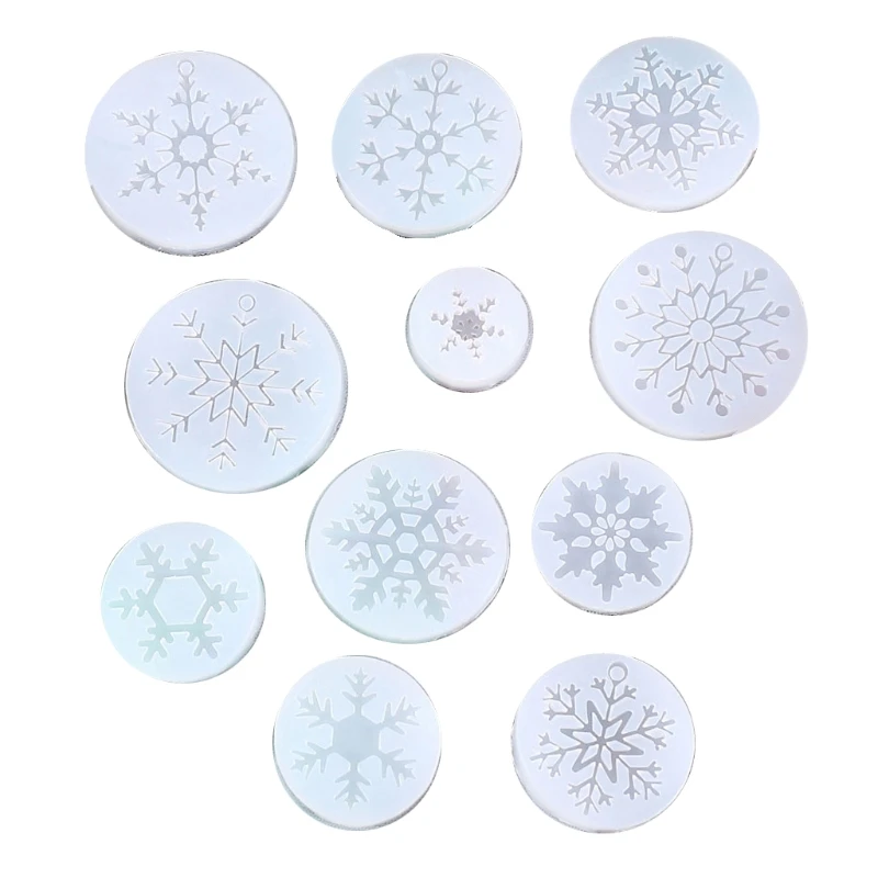 

11Pcs Snowflake Resin Molds Christmas Snowflake Pendant Silicone Casting Molds