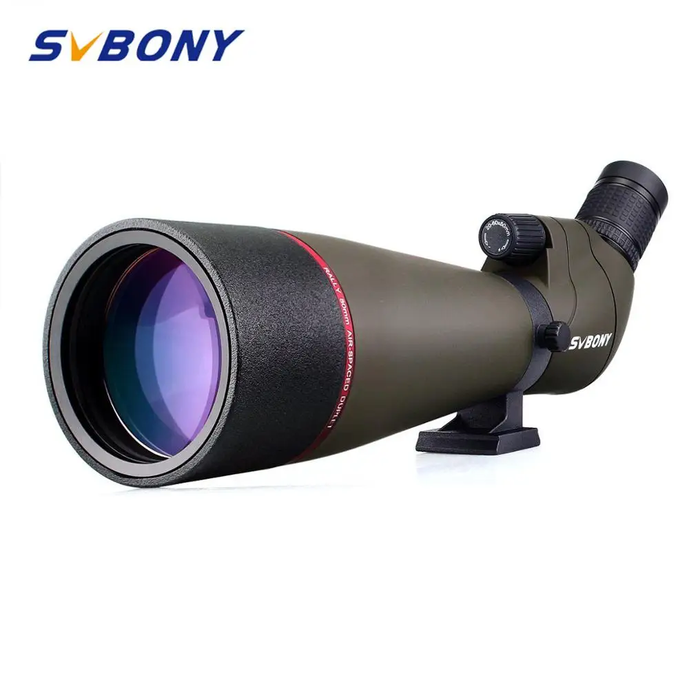 Svbony Зрительная труба Увеличить 20-60x80mm Телескоп-рефрактор, 45 градусов Большое поле зрения MC Объектив высокого разрешения Мощный F9314AB для охоты, стрельбы, стрельбы из лука, наблюдения за птицами