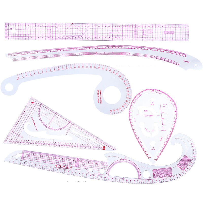 

6PCS Sewing Tailor French Curve Rulers Drawing Line Measure Clothing Patchwork DIY Craft Tools Patchwork Ruler for Tailor