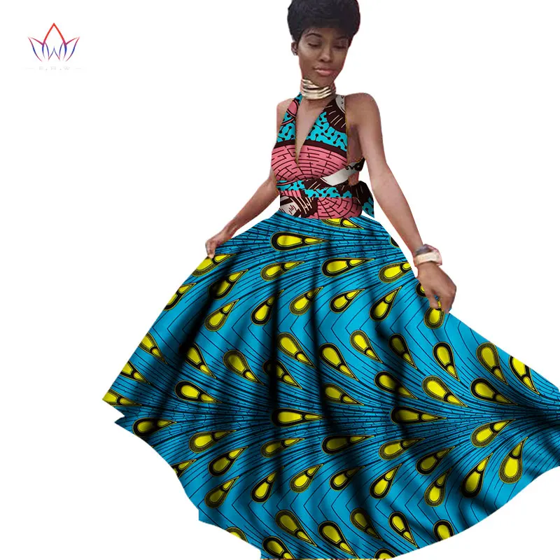 Одежда в африканском стиле женские платья Bazin Riche без рукавов макси платье для