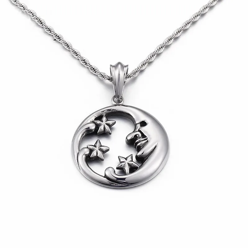 Ожерелье-чокер из нержавеющей стали в форме Луны и звезды | Украшения аксессуары