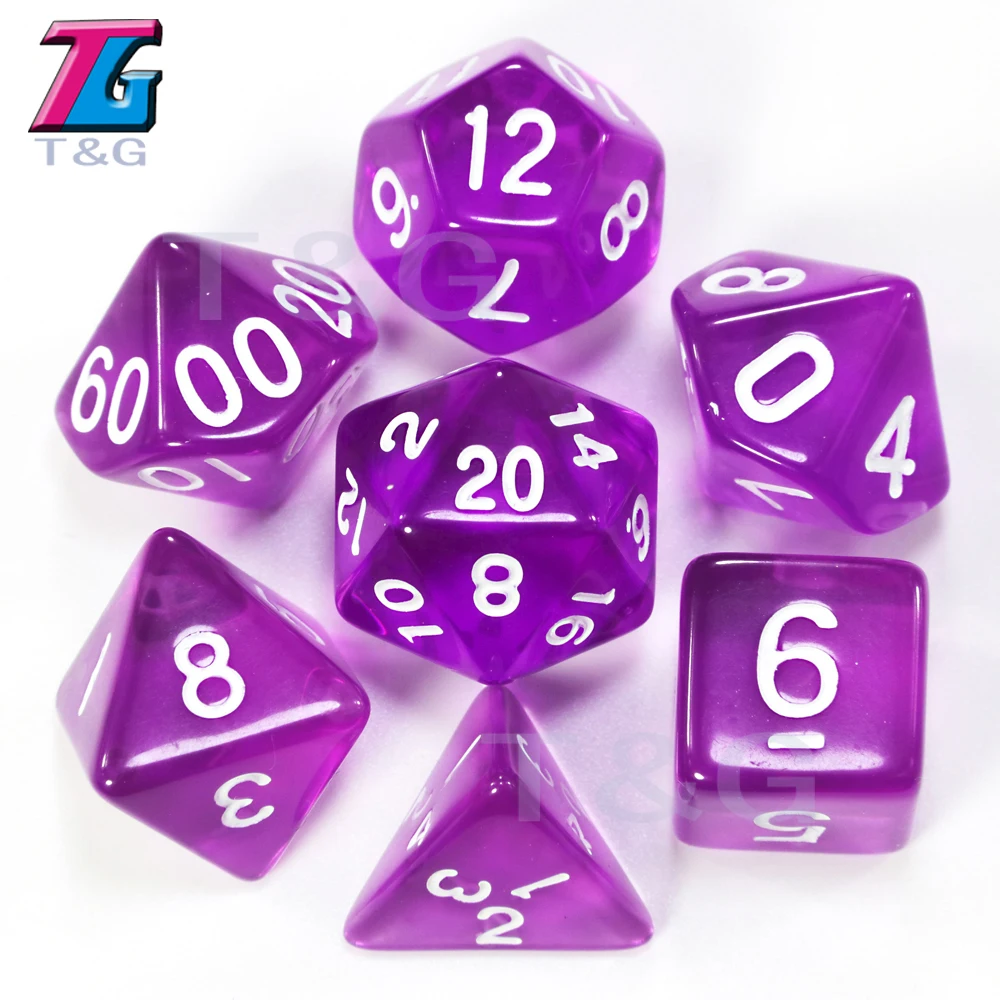 7 шт./компл. T& g многогранник Dados D& D кости с эффект мраморной поверхности, прозрачный D4 D6 D8 D10 D10% D12 D20 игральные кости - Цвет: 19