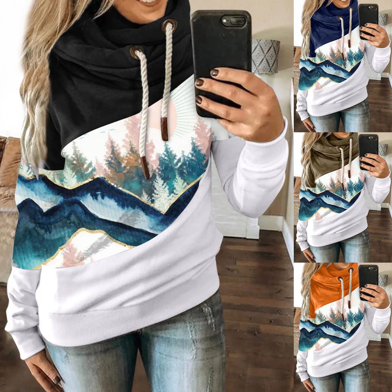 Женская Эстетическая одежда 2020 Женский пуловер с рисунком женские футболки Mountain