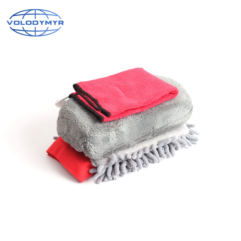 

Car Cleaning Kit Including Sponge Wash Mitt Microfiber Foam and Microfibra Towel Plastic Box Quick Detailer for Auto Detailing