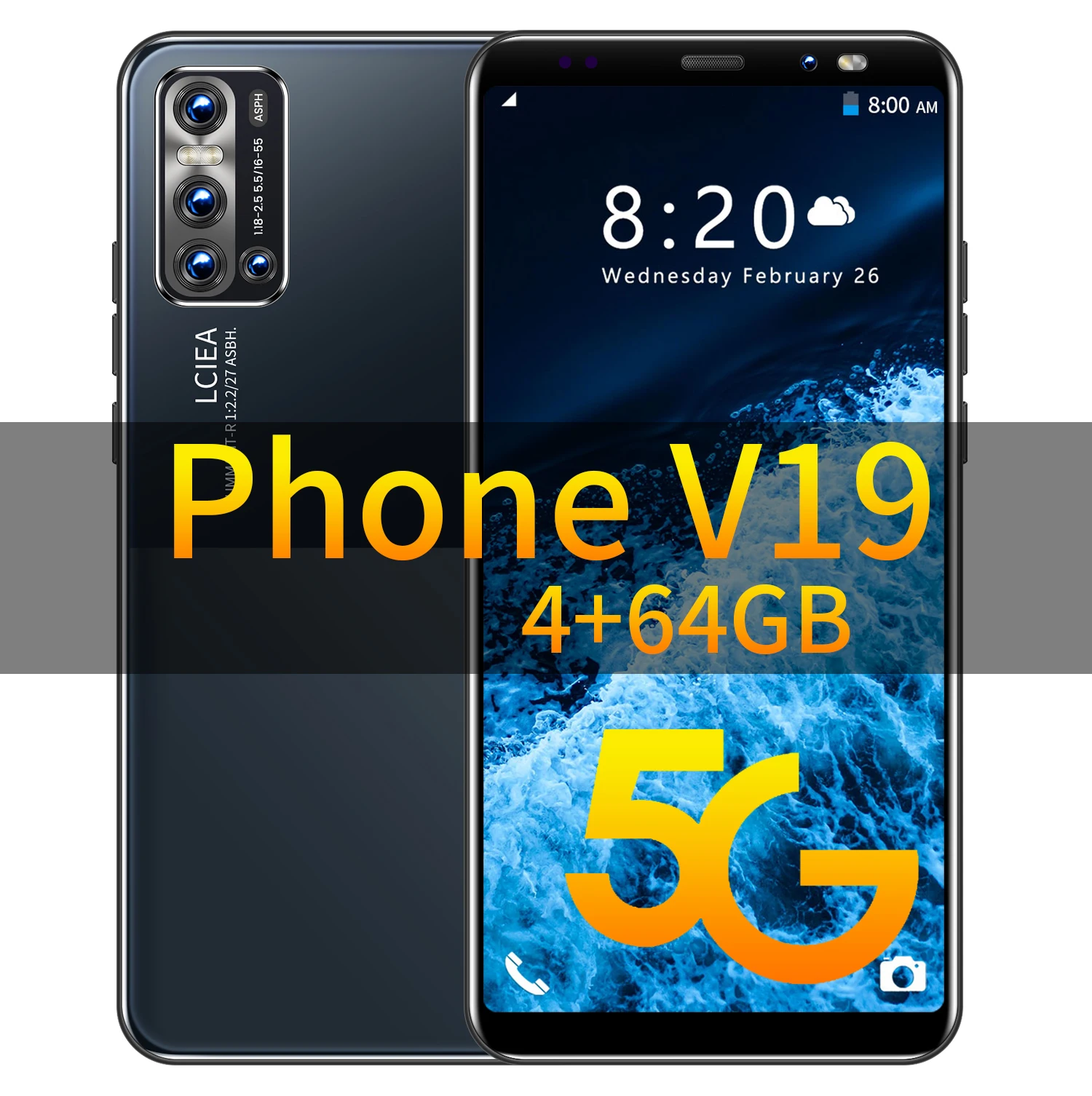 

New Arrival 2021 V19 5.8 Inch 4GB 64GB 480*960 Andriod 10 Cheap Cell Phone Global 4G 5G 4800mAh Face Unlock 8+16MP Smartphones