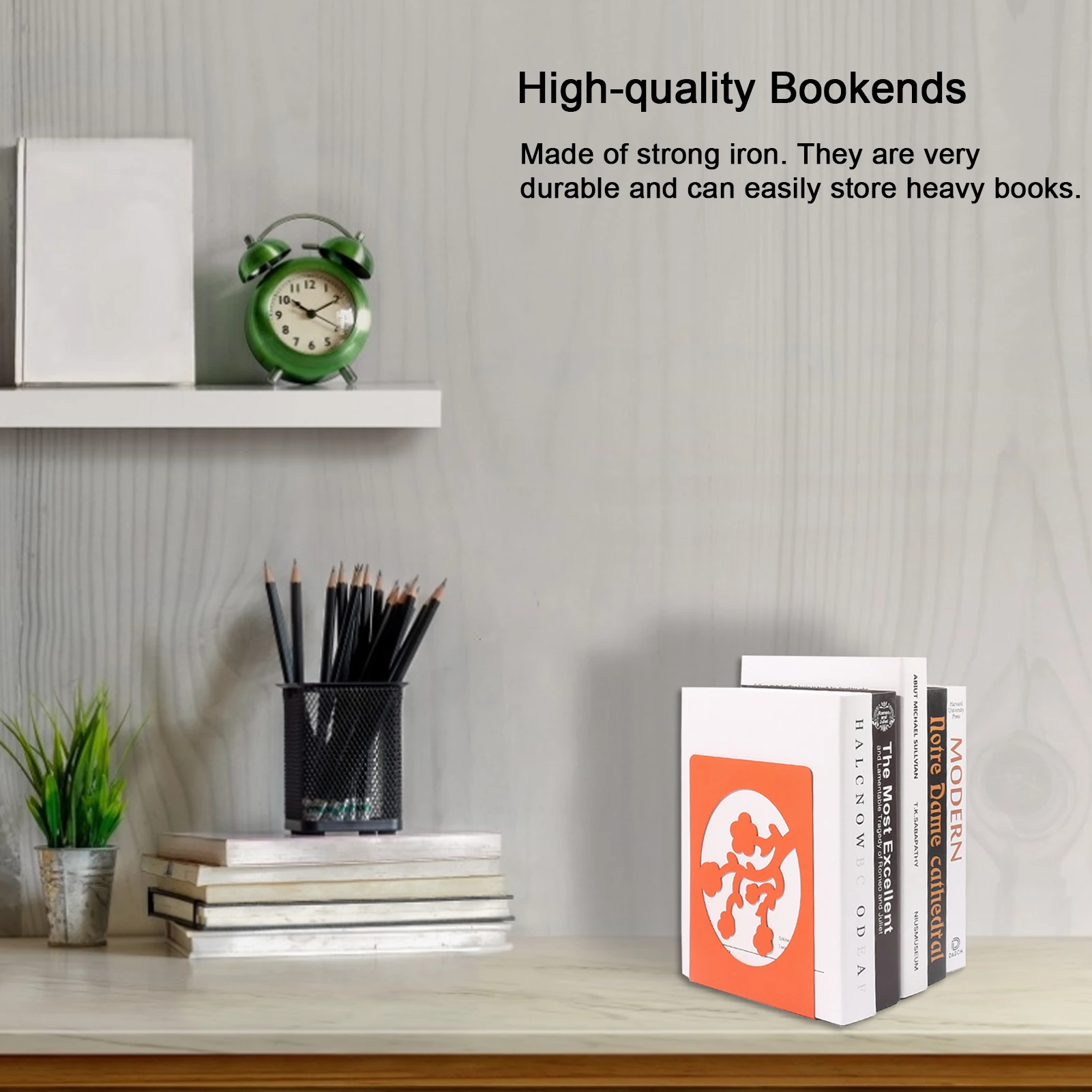 

Book Ends Plum Blossom Non-Slip Heavy Duty Book Shelf Holder strong iron Sturdy and durable Non-slip Perfect gift for friends