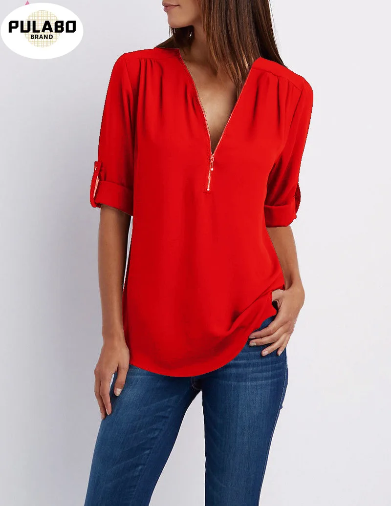 

2021 Summer Women Chiffon Blouse Half Sleeve Ladies Office Ladies Shirts Plus Size Work Top Plus Size 5XL Casual Female Clothing
