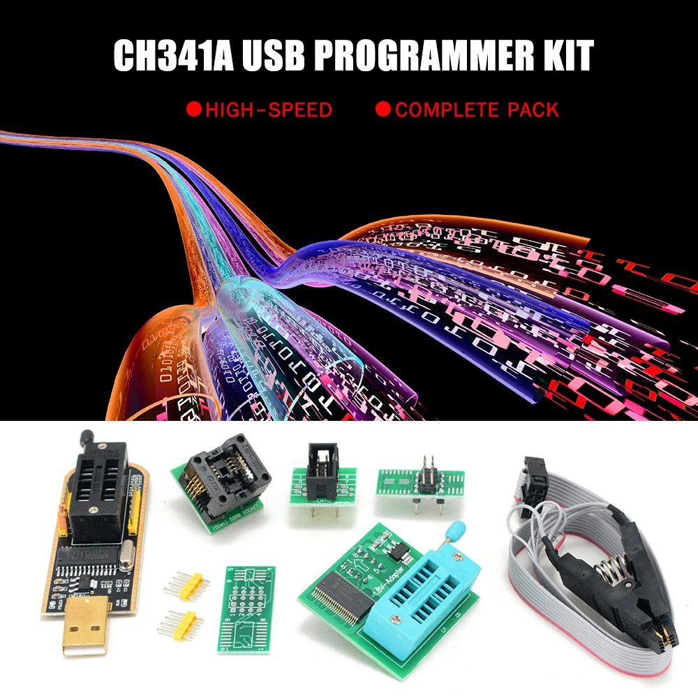 Программатор USB CH341A с зажимом SOP8 EEPROM горелка BIOS прошивка SPI набор для