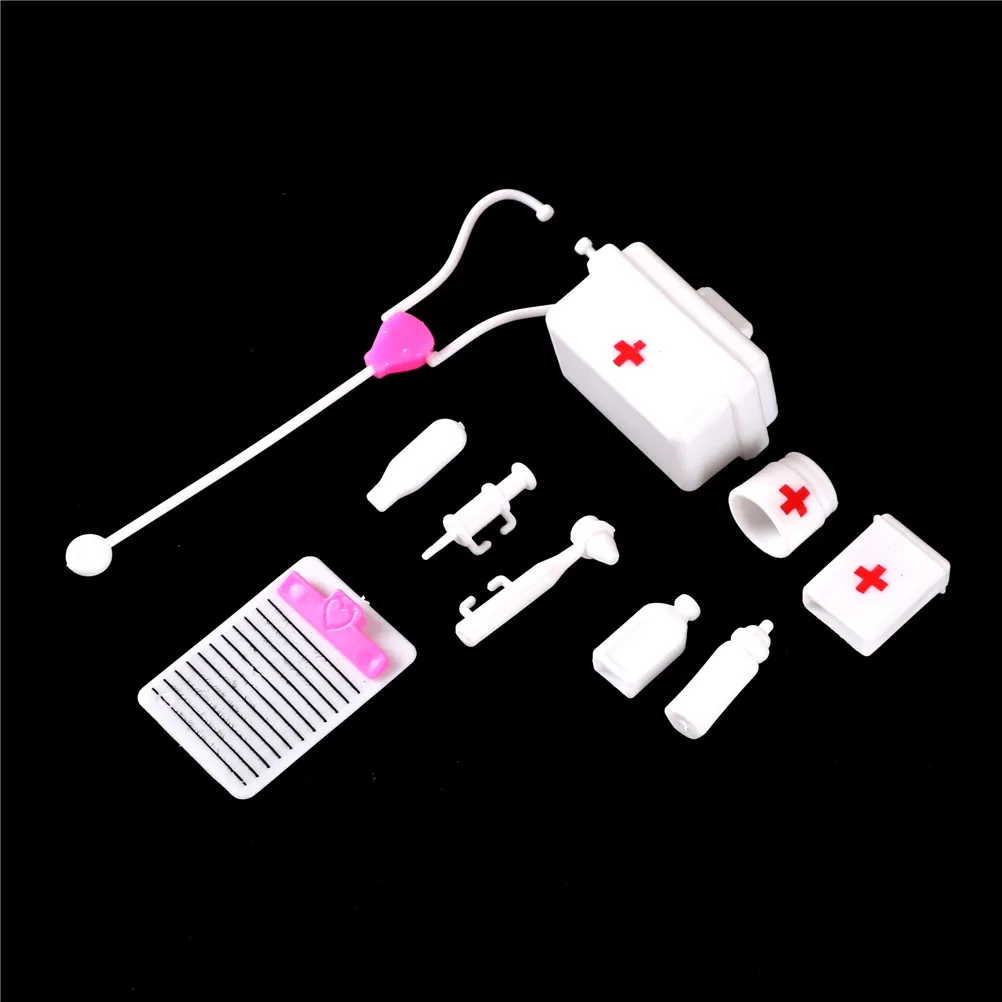 

10pcs/Set Baby Pretend Play Suitcases Medical kit Simulation Medicine Box with Doll Girl Toy For Children Kids Toys Doctor Set