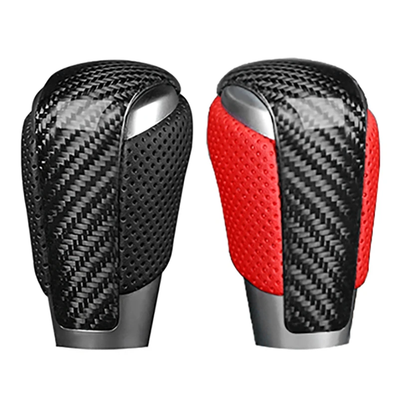 

Carbon Fiber Leather Gear Shift Knob Gear Head Shift Knob Cover Modified Replacement for Mazda Axela CX-5 Atenza