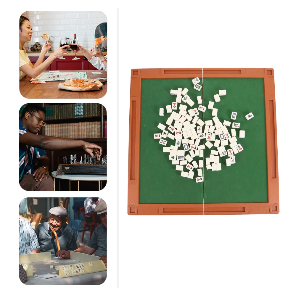 

1 Set Mini Mahjong Game Portable Travel Mahjong Set Classic Gathering Party Game