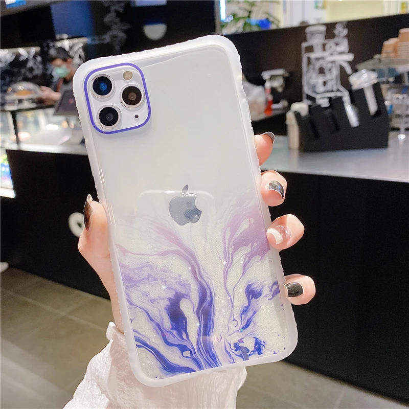 Блестящий чехол для телефона Iphone 11 Pro 6 S 7 8 Plus X XR XS Max SE2 2020 прозрачный мягкий
