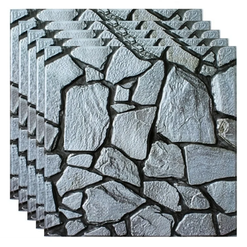 

10Pcs 3D Pvc Wall Sticker Tile Gray Brick Self-Adhesive Waterproof Kitchen Bathroom Home Decor Diy Removable