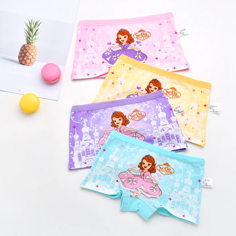 4 шт./лот новое хлопковое нижнее белье с плоским углом принцессы для девочек