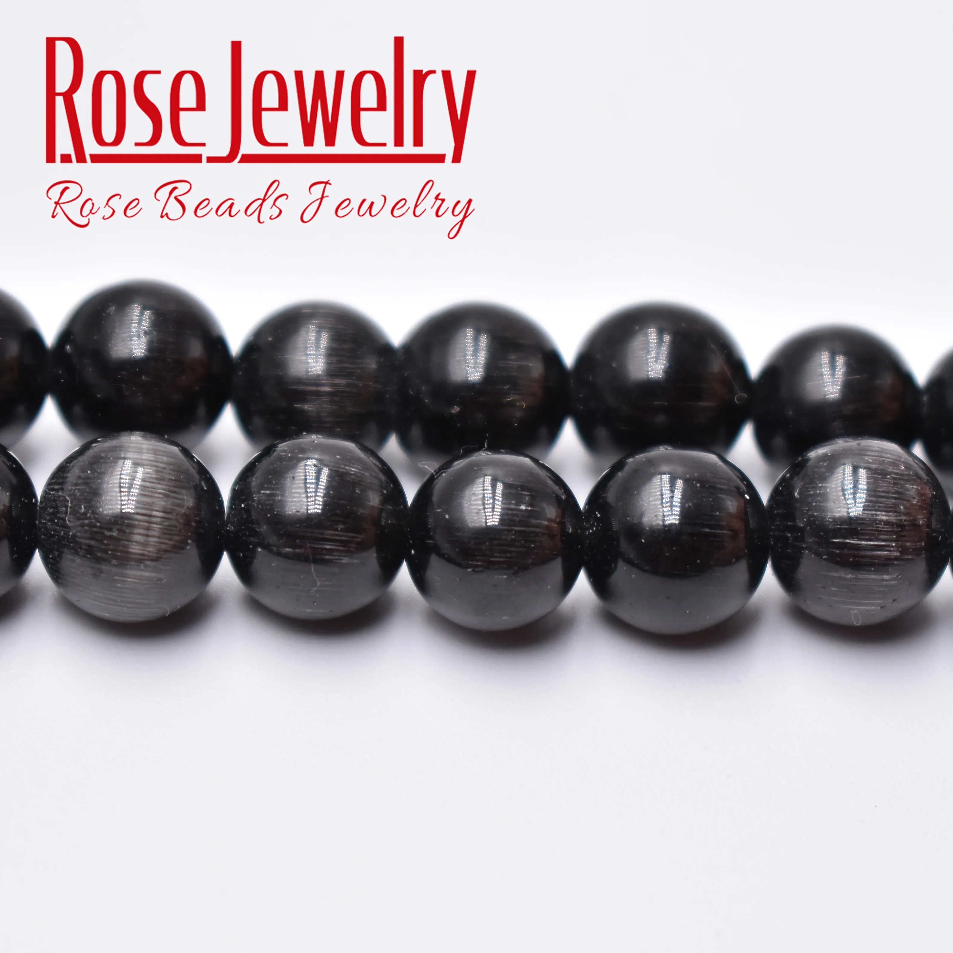 

Wholesale Black Cat Eye Stone Round Loose Beads 4 6 8 10 12 Mm Natural Glass String Stone Beads For Jewelry Making 15 Inches