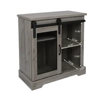 FCH Sliding Mesh Barn Door Entryway Cabinet TV Stand Gray Side  Cabinet Side Table