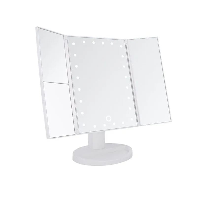 

Зеркало для макияжа с 24 светодиодный и увеличением 1/2/3X, косметическое складное светильник для туалетного столика с 3 лампочками, вращающеес...