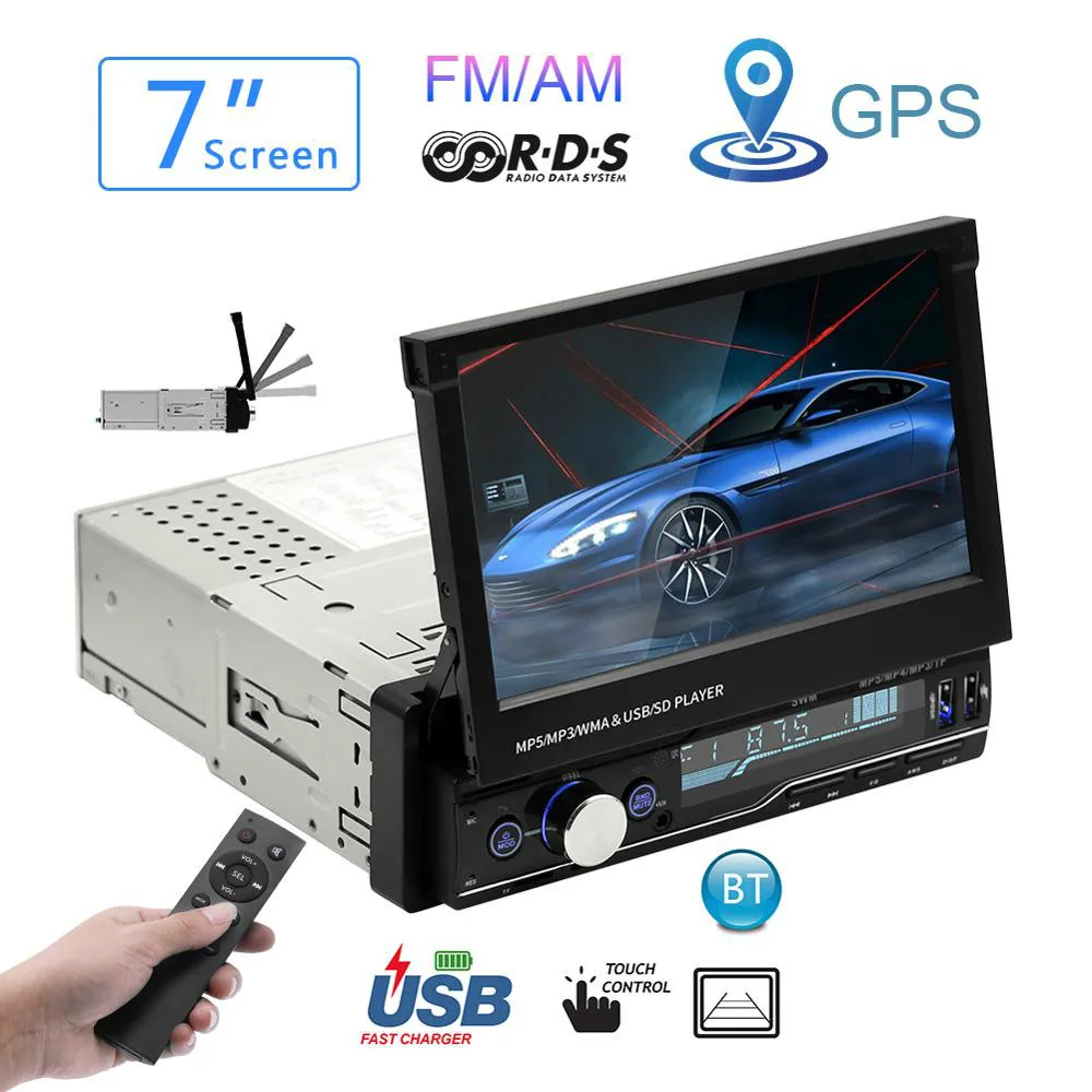 have gps mp5 Автомагнитола Mp5 Плеер MP3 Авторадио Bluetooth RDS " 1 Din gps аудио стерео Авто складной экран FM/AM Зеркало Ссылка - Цвет: have gps mp5