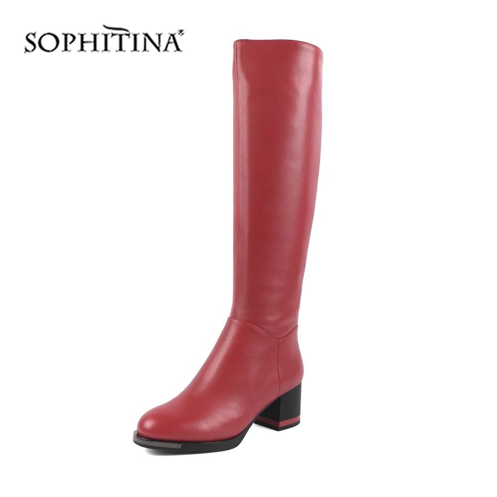 SOPHITINA/Зимние женские сапоги. Модные дизайнерские сапожки высокого качества из