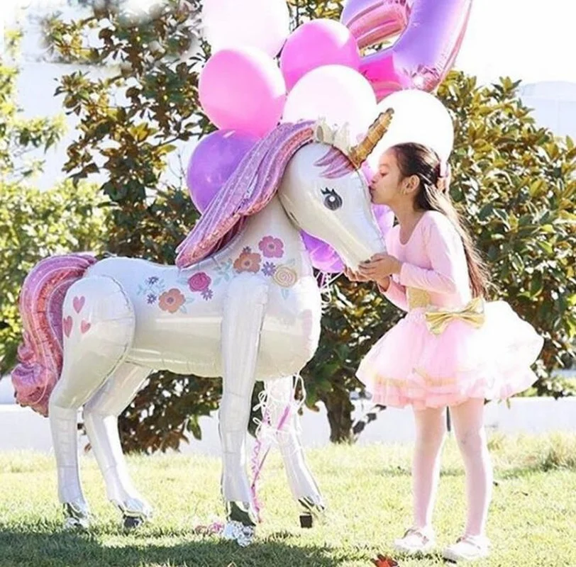 

3,8 m Hoch Einhorn Party Dekorationen 3D Walking Riesen Unicornio Tier Folie Luftballons Mdchen Geburtstag Party Decor Kinder