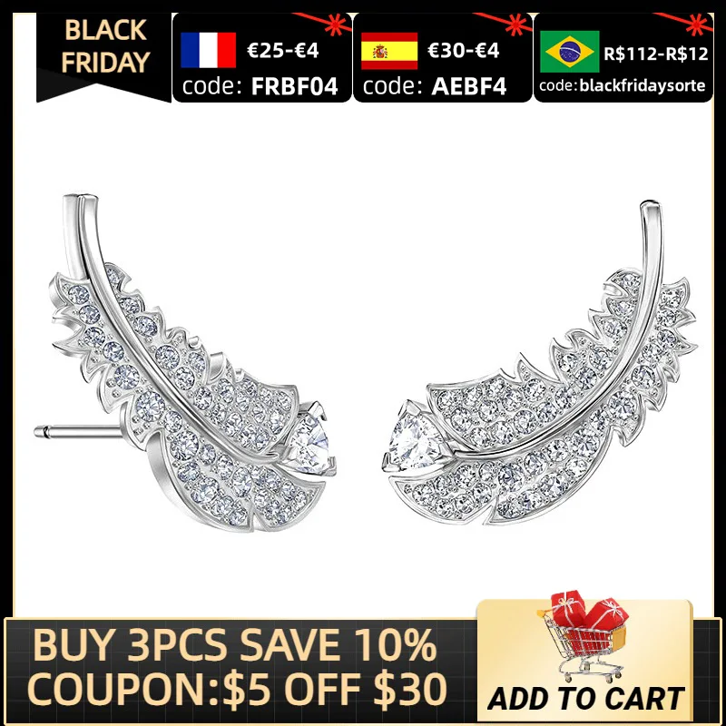 

2021 New Fashion Feather 925 Sterling Silver Earrings for Women Party Gift Jewelry Wholesale E6411