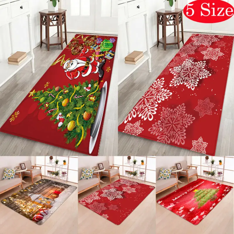 1Pc 3D Christmas Rug Santa Claus Print Rugs Waterproof Flannel Pads Home Floor Decor | Дом и сад