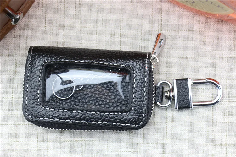 Open sunroof leather car key bag cowhide ring lychee pattern household for men and women | Багаж и сумки