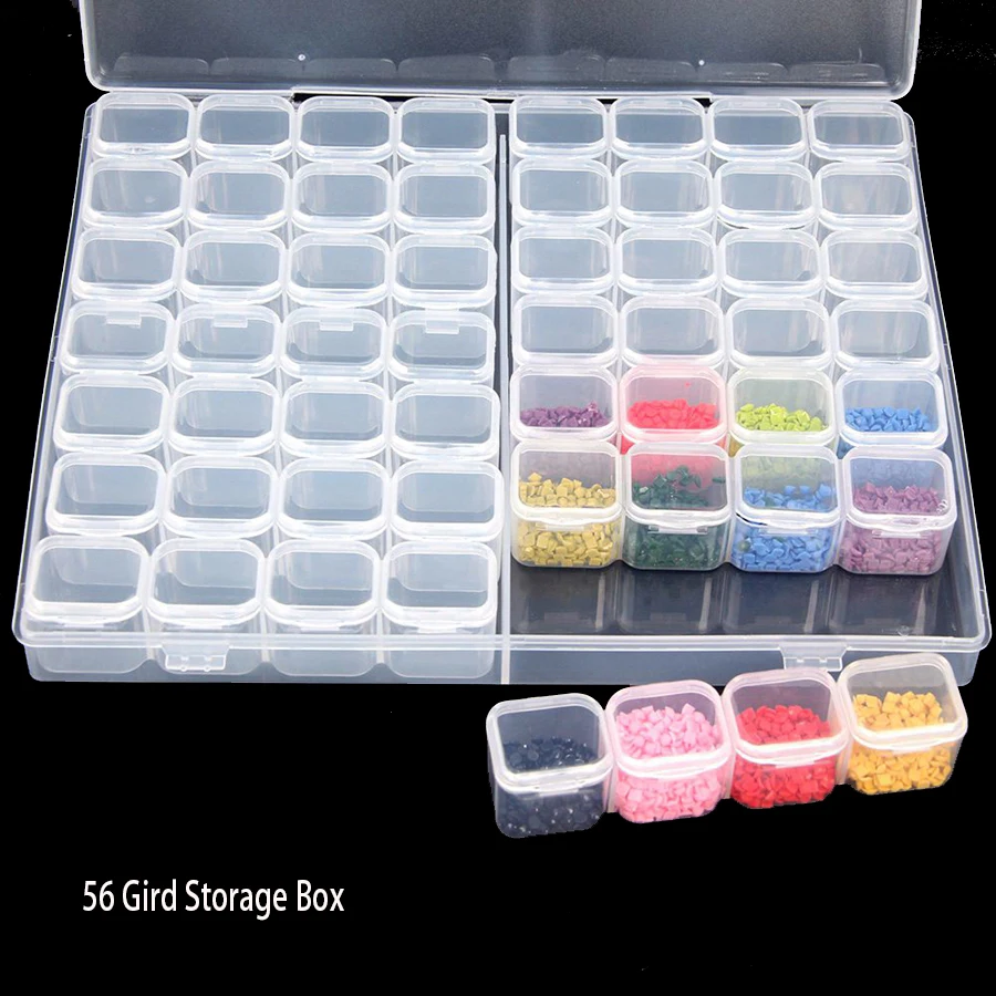 

56/28 Grids Dismountable For Diamond Embroidery Accessories Diamond Painting Storage Boxes Cross Stitch Cases Storage Organizer