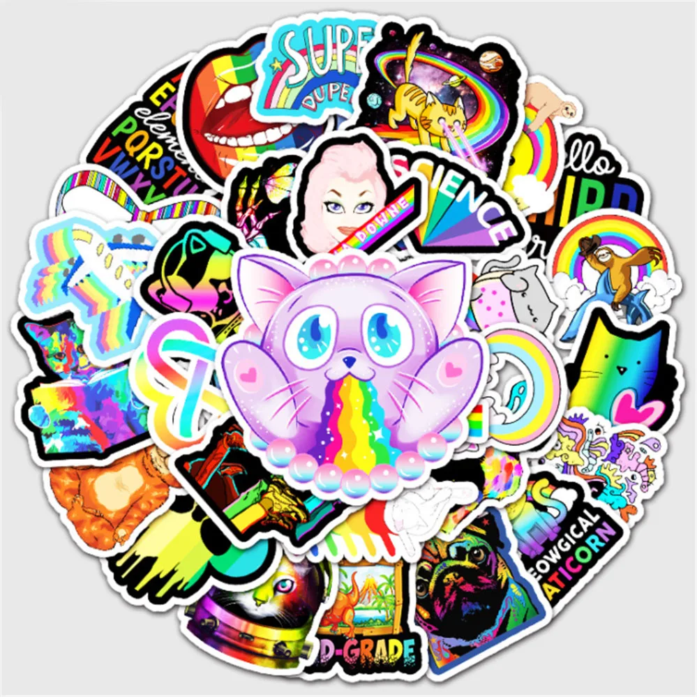 

10/30/50PCS Cartoon Color Cute Kitten Graffiti Decoration Suitcase Hand Account Guitar Notebook Waterproof Stickers Wholesale