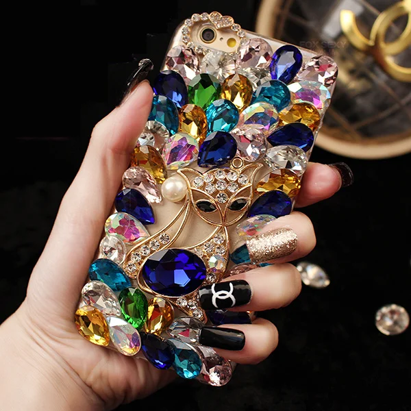 

Handmade Case for Samsung Galaxy A20E A2 Core A750 A920 A530 A730 G935 G9200 G9300 Women Luxury Gemstone Cute Fox Phone Cover