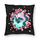 Симпатичная квадратная наволочка Axolotl Yin Yang с цветами вишни, декоративная подушка для дивана