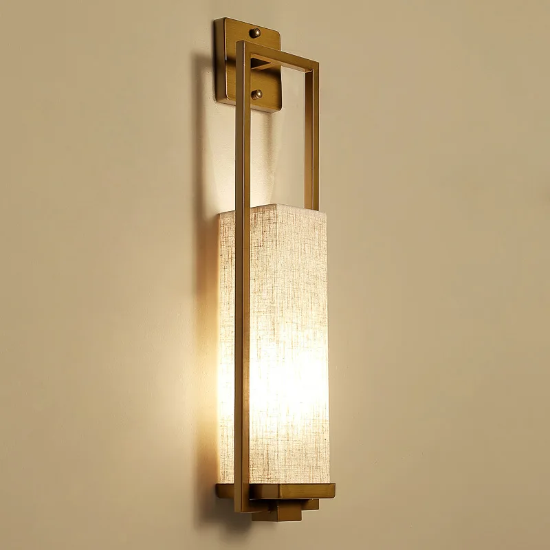 

New Chinese style wall lamp bedside lamp living room bedroom Corridor Hotel wall stair lamp e27 cloth light fixture sconce