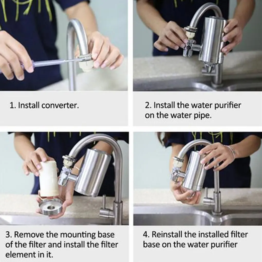 

Household Tap Water Filter Insert Home Kitchen Faucet Water Filtration System Filter Replacement Stainless Steel Water Purifier