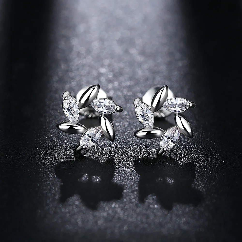 Wholesale Elegant Pure 925 Sterling Silver Cubic Zircon Multi- Drill Stud Earrings For Women Christmas Gifts Jewelry