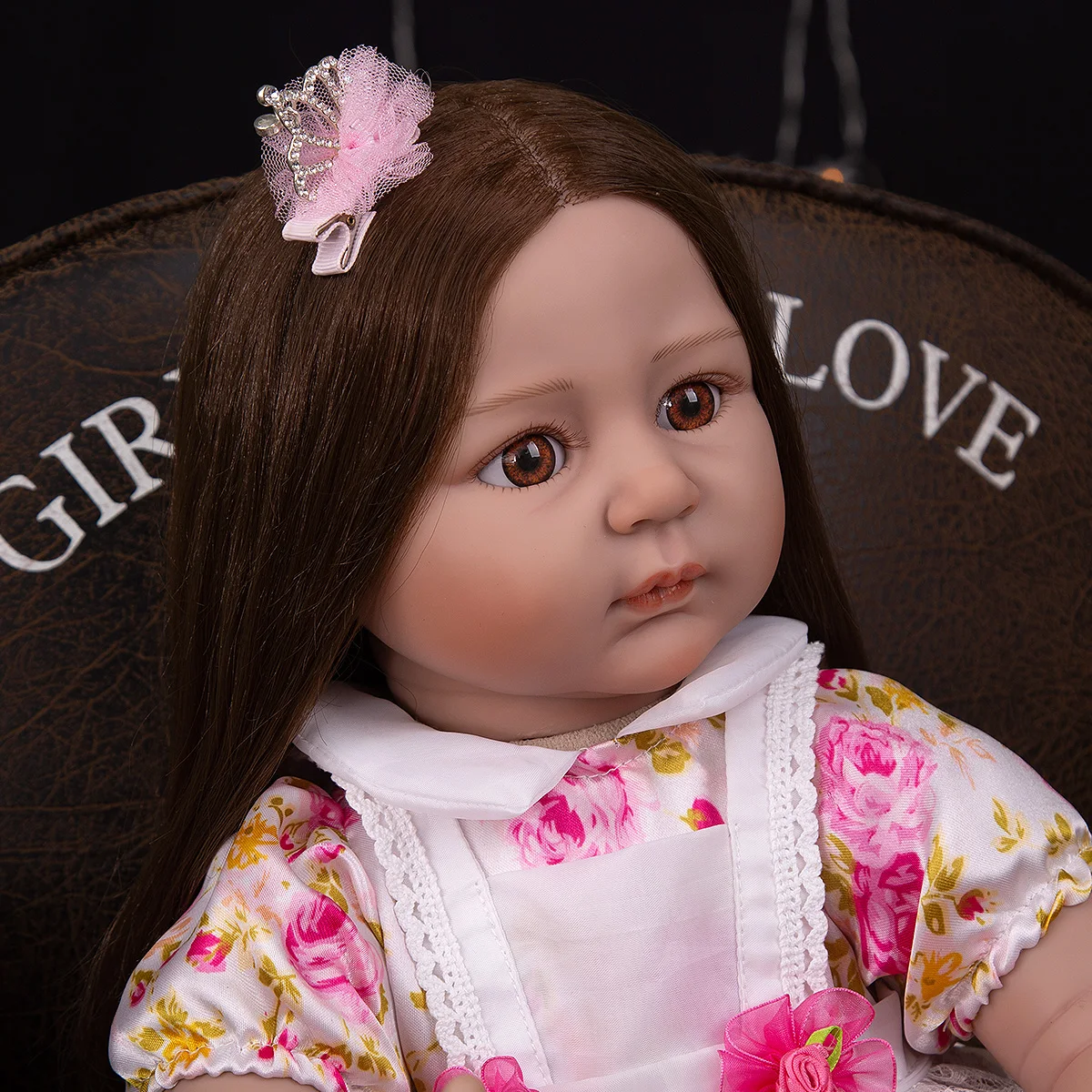

KEIUMI 22Inch Reborn Baby Doll Lovely Long Straight Hair Baby Kid Well Packaged Fast Delivery Children's Toys