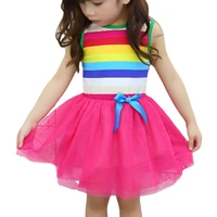 kids baby girls 1 9y princess tutu dress wedding party rainbow sleeveless tank knee length 2021 summer stripe vestido