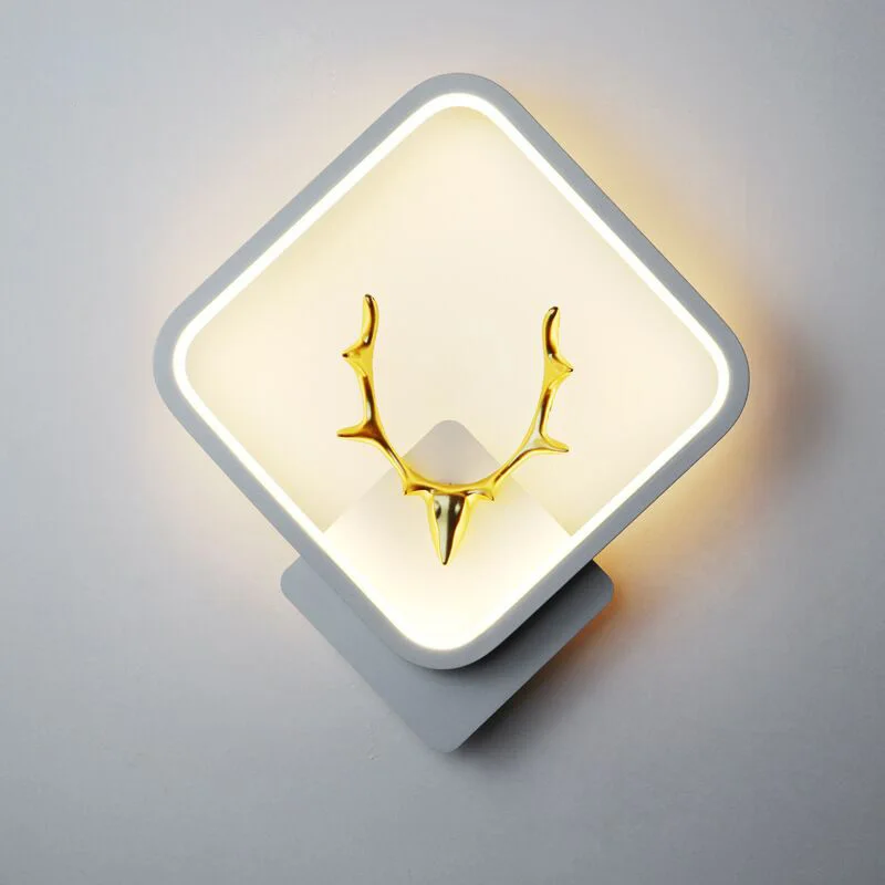 Round/Square Aluminum Led Wall Mounted Lamp Modern Fashion Gold Antlers Black White Interior Background Decoration Lighting | Освещение