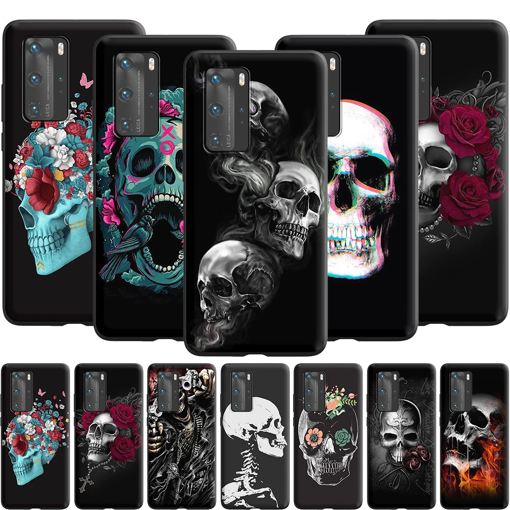 Ретро стиль цветок череп силиконовый чехол для Huawei Nova 6 7 SE 2 2i 3 3i 4 4E 5 5i 5T Lite Pro