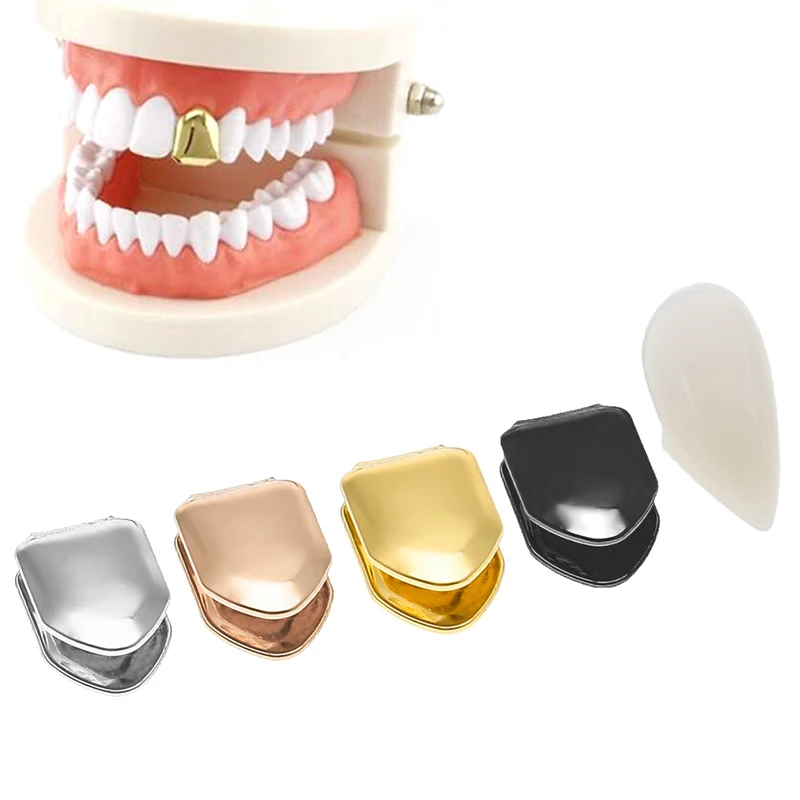 

Comfort Custom Gold Sliver Small Single Tooth Cap Grill Hip Hop Teeth Grill Top Or Bottom Grill False Teeth Whitening Tooth Cap