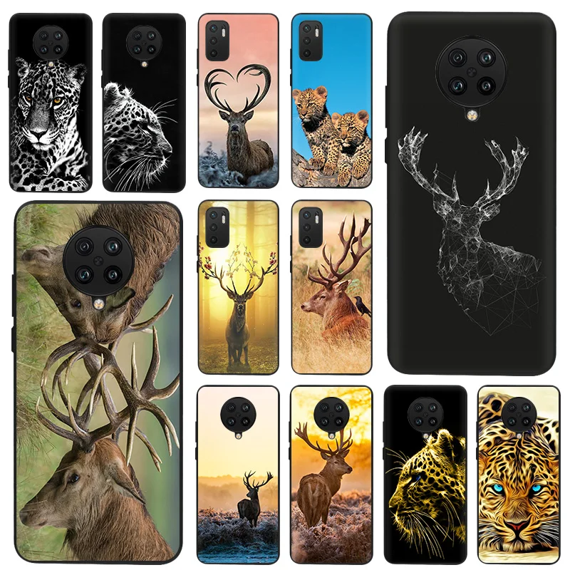 Phone Case for Xiaomi Redmi 10 9 9A 9C 9T 8 8a K30 K40 K20 7 7a 6 6a 9i Note 11 Pro Animal Deer Leopard Soft Black Shell Cover