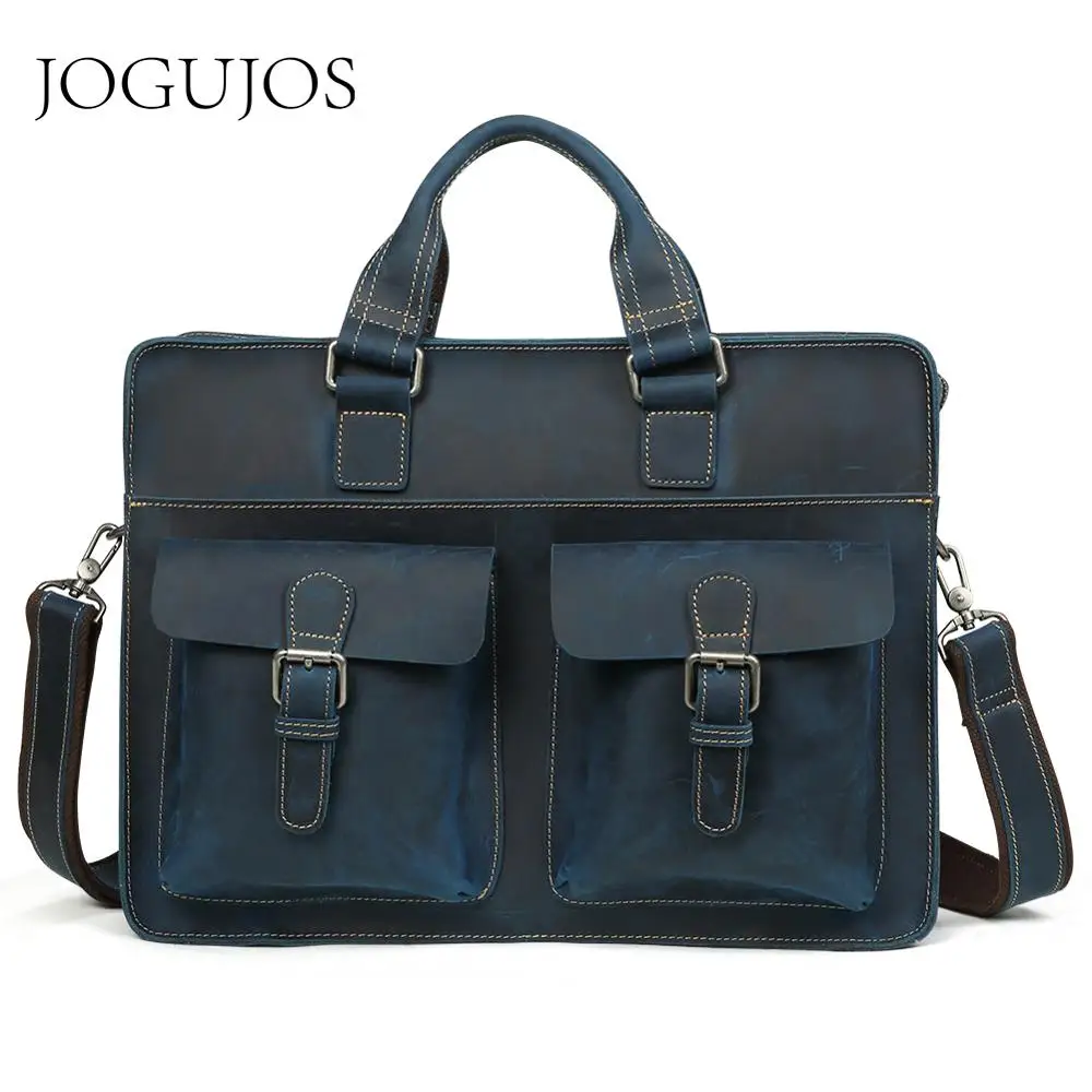 JOGUJOS, Ретро стиль, Crazy Horse, кожаный мужской портфель, натуральная кожа, мужской портфель, Кроссбоди, сумка на плечо, бизнес, Офисная сумка