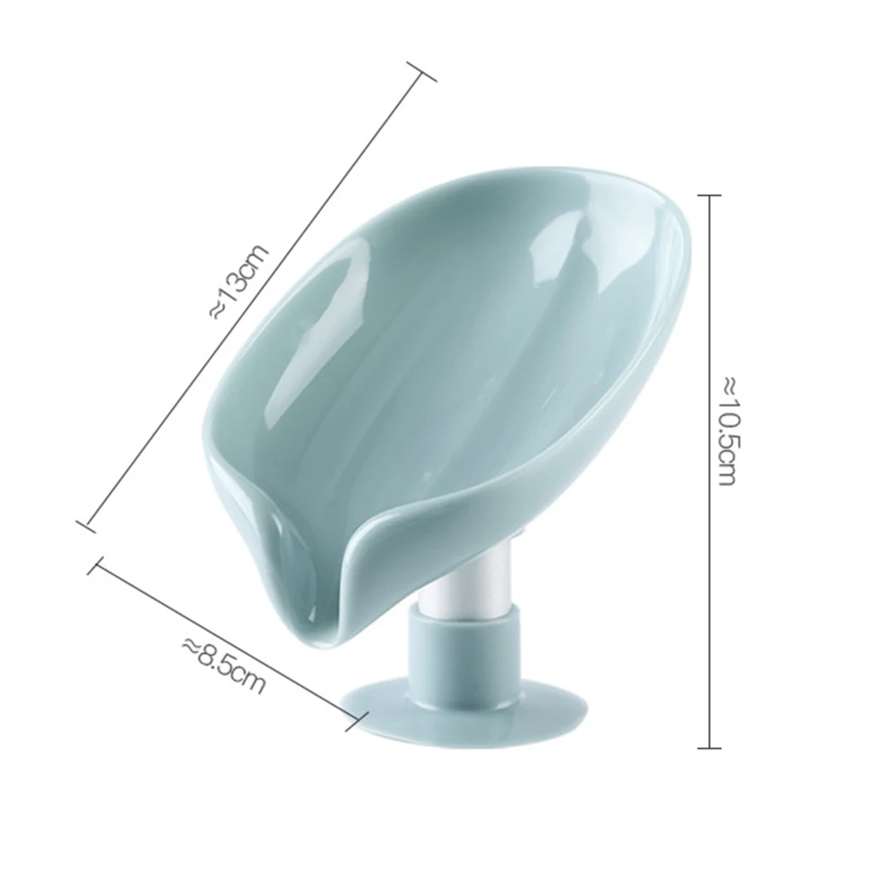 

Creative Leaf-shaped Soap Box With Drain Self Draining Stop Punch-free Standing Suction Cup Soap Dish Bathroom Kitchen Supplies