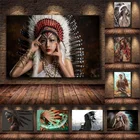 Картина на холсте, индийская аборигенная женщина, настенные художественные плакаты и принты, печатные картины для украшения дома, гостиной